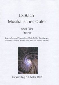 Plakat zur Aufführung von Bachs Musikalischem Opfer